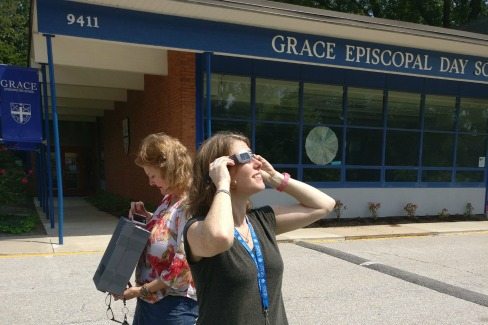 Staff viewing eclipse