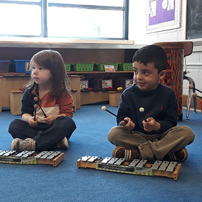 students with xylophones